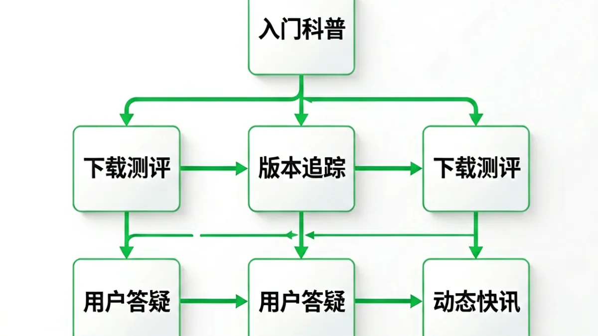 绿巨人app内容栏目结构示意图，展示科普、测评、答疑等模块的分布关系